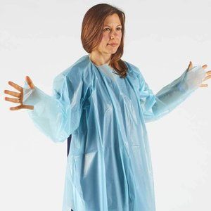 Polyethylene Level 1 Disposable Non-Surgical Isolation Gowns Blue NEW 3 Pk X15